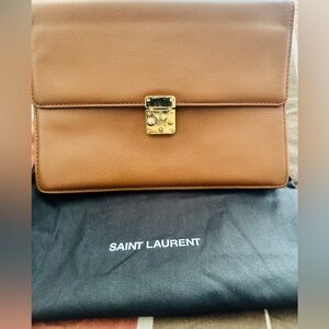 YSL vintage Leather Clutch/wristlet with Gold Clasp